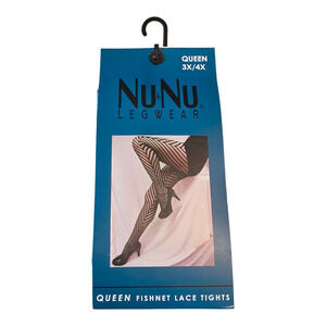 Nu & Nu Legwear Queen Fishnet Lace Tights Black Size 3X/4X